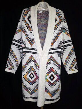 Northern Angel Open-Front Aztec Pattern Long Cardigan Sweater 3X
